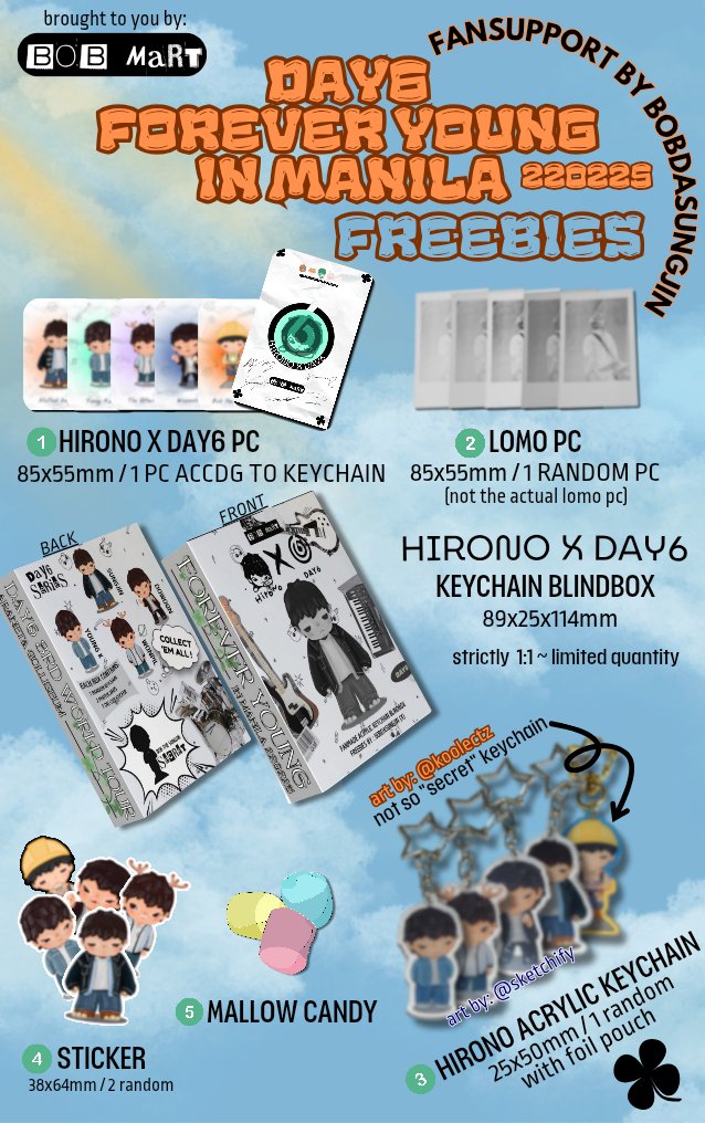 BobdaSungjin's tweet photo. DAY6 FOREVER YOUNG IN MANILA🍀
FAN SUPPORT BY @BobdaSungjin

HIRONO X DAY6 BLINDBOX FREEBIES

☘︎ limited quantity
☘︎ strictly 1:1
☘︎ time and location: tba
☘︎ dm for trade 

lf moots na magbibigay din ng freebies
Art by: @koolectz for secret 😄

#DAY6_3RD_WORLDTOUR_Manila https://t.co/zzCX04r5rY