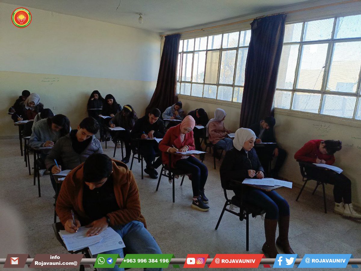 RojavaUniv's tweet photo. Ezmûnên Dawiya Qonaxa Yekem
 
Îro, 26.01.2025'an li hemû fakulte û peymangehên Zanîngeha Rojava ezmûnên dawiya qonaxa yekem dest pê kir.
Hêjaye gotinê ye ku dê ezmûn heta 06.02.2025'an berdewam bikin.

#Ezmûnên_Dawiya_Qonaxa_Yekem
#Zaningeha_Rojava https://t.co/e7EbTig2Mc