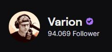 Hallo liebe Leute. Wenn wir die 100.000 Follower auf Twitch machen, gibt es einen 100.000 Schritte Stream am Stück. Wäre geil, wenn das irgendwie klappt. Also wenn ihr Bock habt, folgt mir gerne kostenlos auf Twitch.
twitch.tv/varion