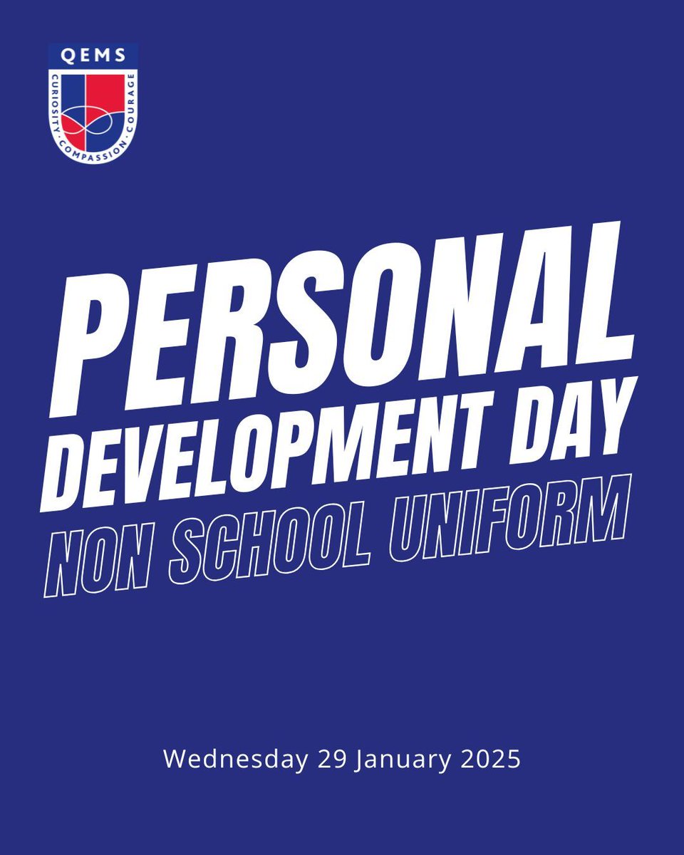 Personal Development Day will be run over two separate days for QEMS and the Sixth Form. The QEMS Personal Development Day will take place Wednesday 29 January and Sixth Form on Thursday 30 January.