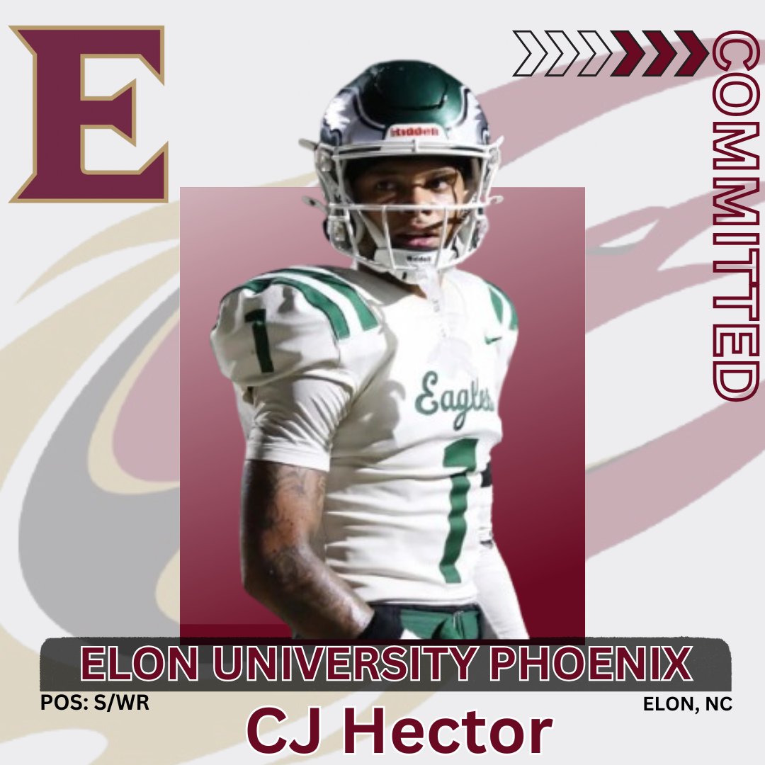 Collins Hill Eagles Football (@collinshillfb) on Twitter photo CONGRATS to '25 S/WR <a href="/CJJHector1/">CJ Hector🌟 2025</a> on his commitment to further his academic and athletic career at Elon University!
<a href="/ElonFootball/">Elon Football</a> x <a href="/elonuniversity/">Elon University</a> CONGRATS to '25 S/WR <a href="/CJJHector1/">CJ Hector🌟 2025</a> on his commitment to further his academic and athletic career at Elon University!
<a href="/ElonFootball/">Elon Football</a> x <a href="/elonuniversity/">Elon University</a>