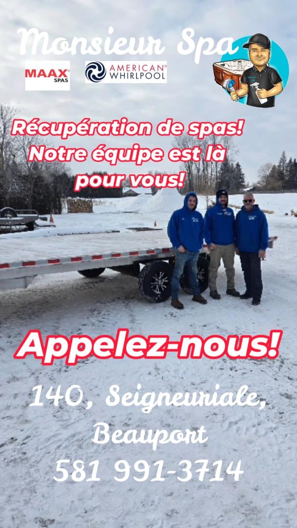 Frederic4675's tweet photo. 📣 Nous récupérons vos spas usagés! 📣

Appelez-nous :
581 991-3714 

 #spa #fyp https://t.co/LvxVAIBqFY