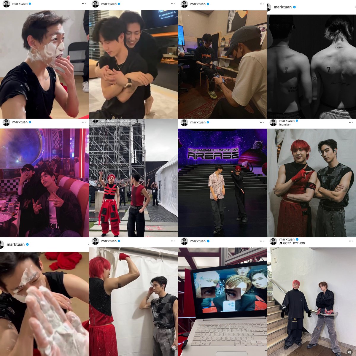 Mxl_mt's tweet photo. รูปน้องแบมในไอจีส่วนตัวมาร์ค 12 โพสต์ ในไอจีอฟช.มาร์ค 11 โพสต์ (รวมรูปตอนงาน pull up)🫨 https://t.co/toCygFd2Ez