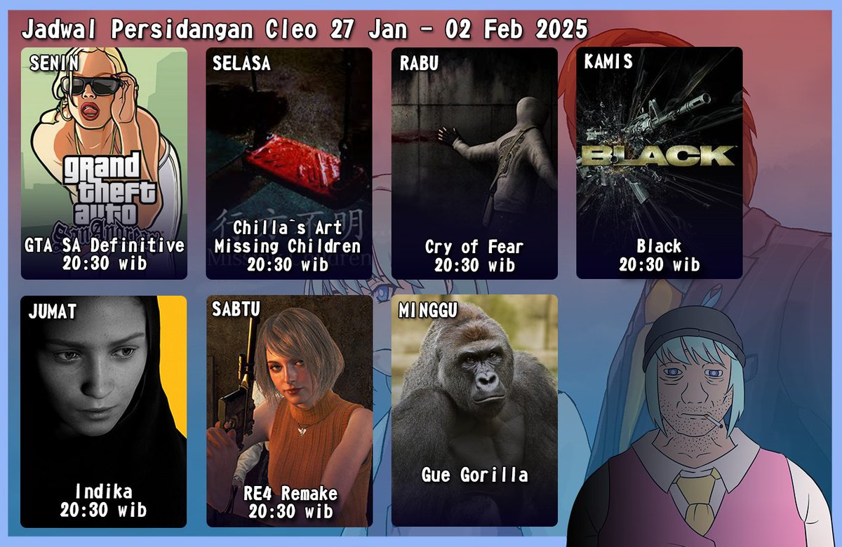 Cleo_Adler's tweet photo. Jadwal Mulai tgl 27 Jan - 02 Feb 2025. jadwal bisa saja berubah sesuai mood hehe.  

#CleoTheNavi #CleoLive #VtuberID https://t.co/okxeuJughk