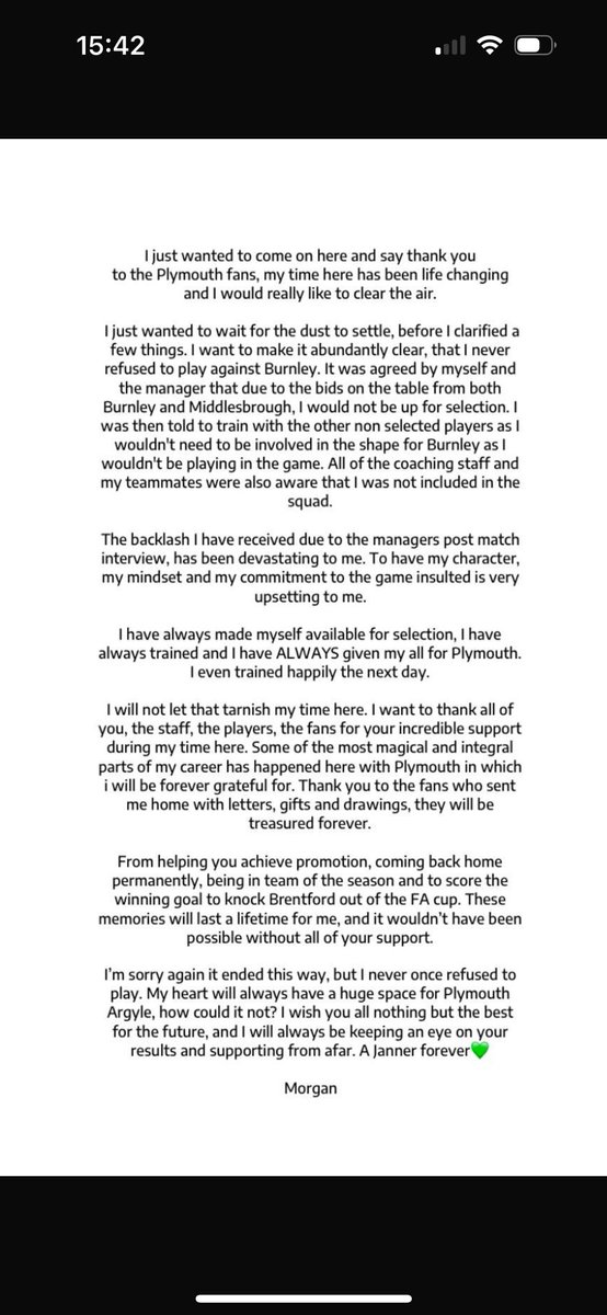 Morgan Whittaker statement