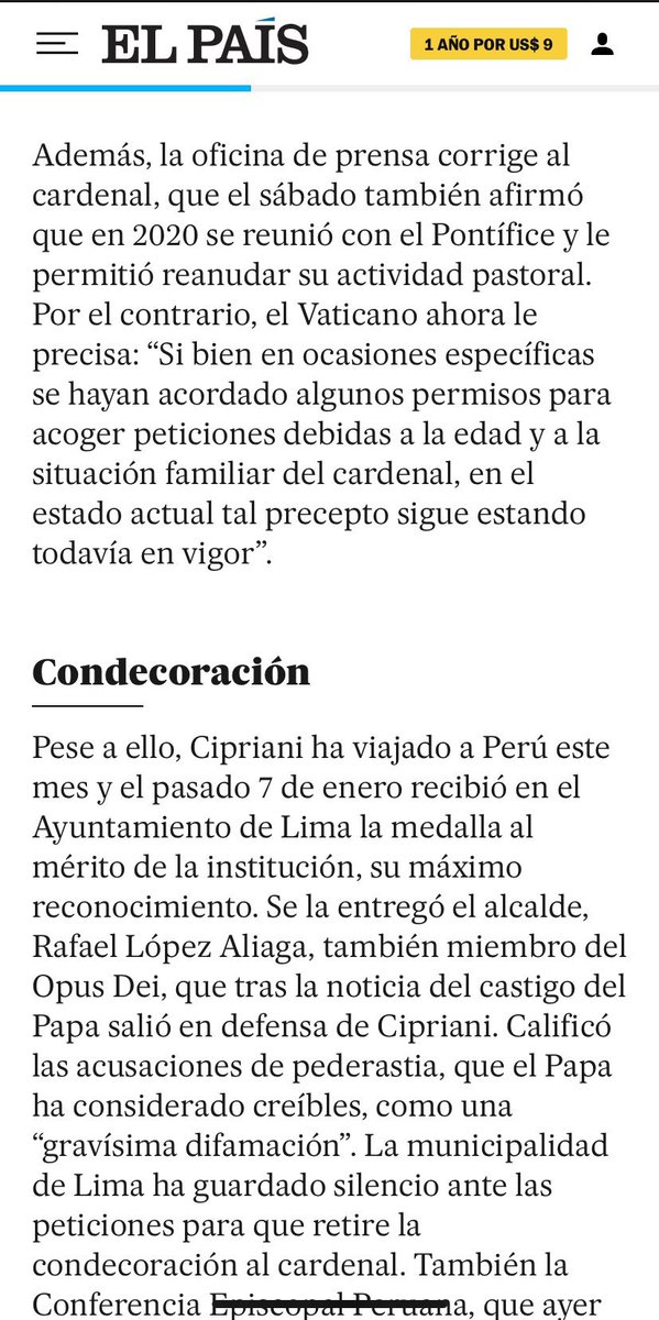 En su “desmentido”, Cipriani MIENTE.

Hoy <a href="/el_pais/">EL PAÍS</a> publica que el propio Vaticano confirma acusaciones y castigo al ex cardenal, respondiendo al documento circulado por Cipriani ayer.