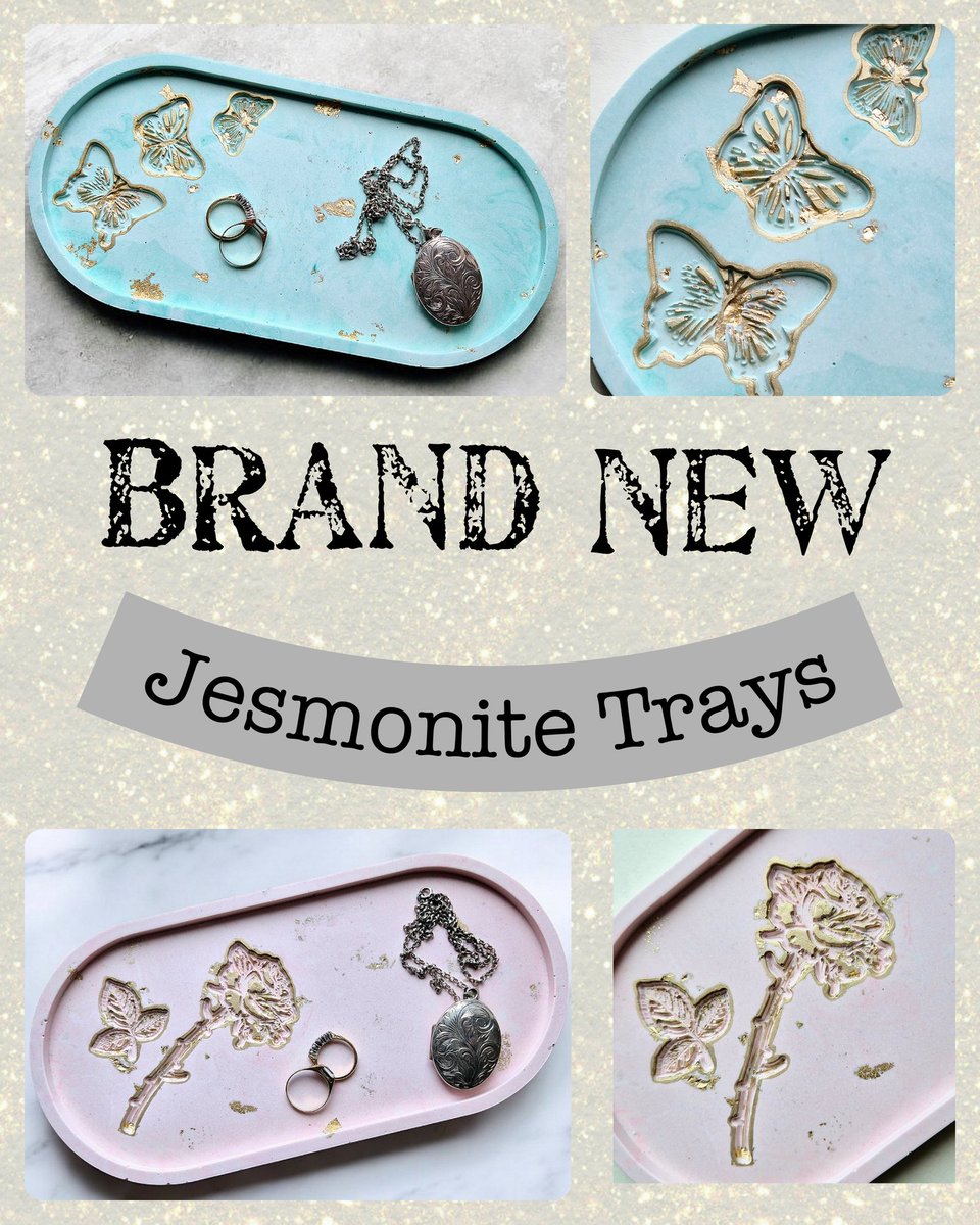 I have added these 2 brand new jesmonite trays to my British Craft House shop today! Green marble with butterflies or pink marble with roses. Both with a touch of gold leaf.

#britishcrafthouse #jesmonitedecor #jesmonitehomeware #pinkandgolddecor #greenandgolddecor #pinkandgold