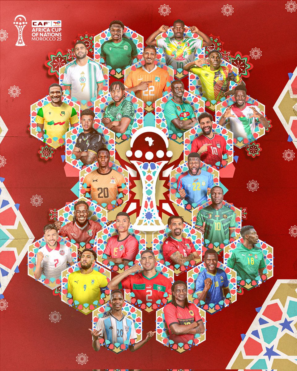 CAF unveils the logo of the 2025 AFCON (AFCON) Africa Cup of Nations, which will be held in Morocco from December 21, 2025 to January 18, 2026.

The logo was inspired by the decorations of the Moroccan Zellij.