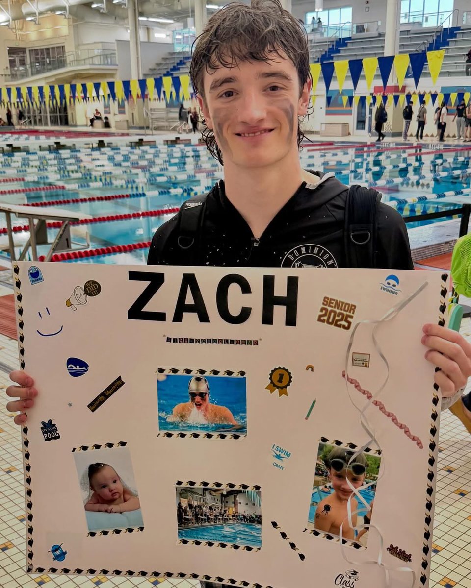 DomHighBaseball's tweet photo. Shoutout to our guy and one of the many #MultiSportAthletes in our program, 1B/OF Zach James, who celebrated his  Senior Night last night with @DominionSwim! Congrats, Zach, and we can’t wait to have you with us in a month! ⚾️🏊🏻‍♂️ https://t.co/SuqFzUHASr