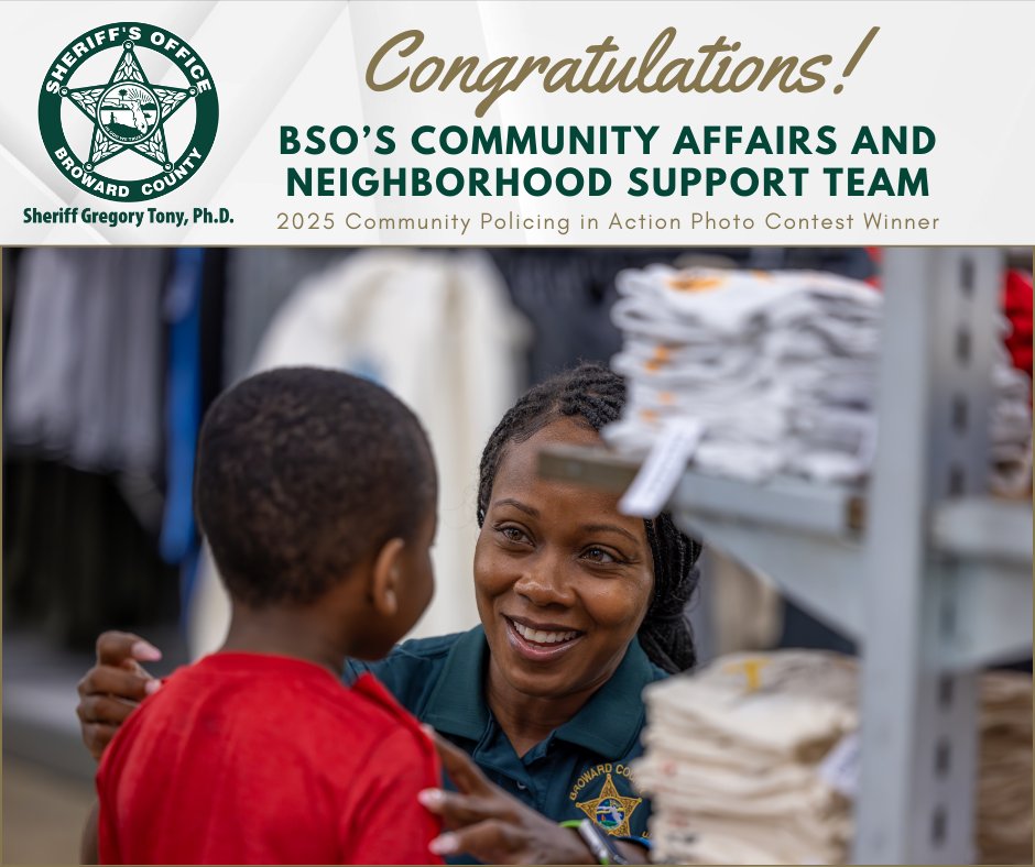 browardsheriff's tweet photo. BSO has once again won the Community Policing in Action Photo Contest, beating over 170 agencies! 👏 Huge thanks to our Community Affairs Team for showcasing our heroes in action. 💙 #TeamBSO #BSOproud https://t.co/EtQDxEHIOd