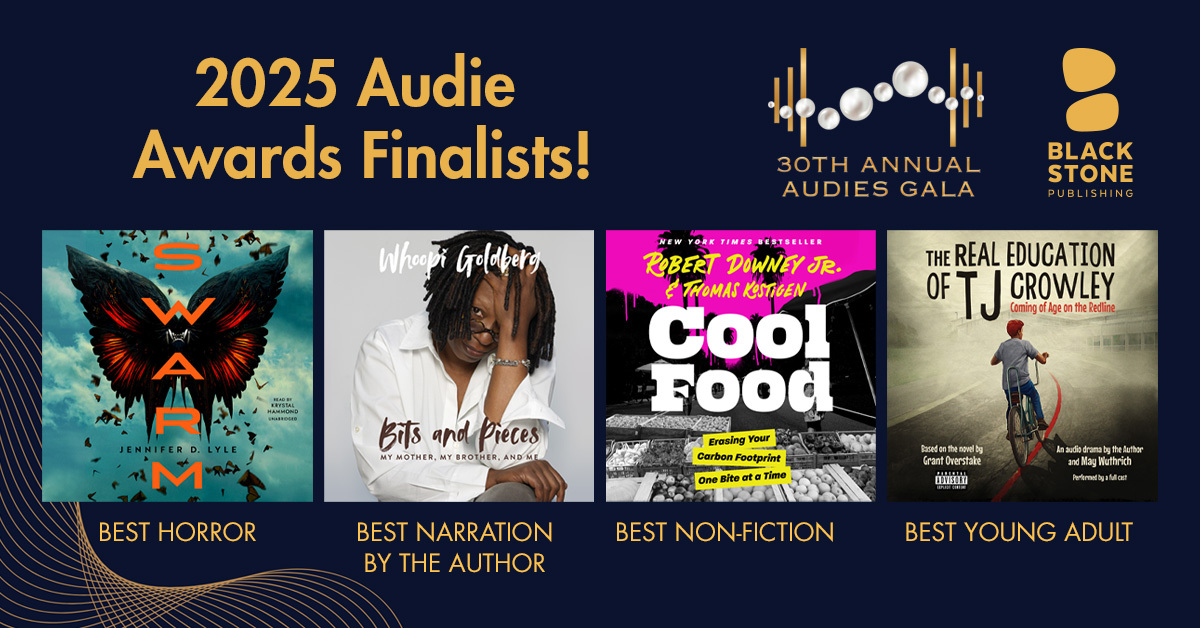 Blackstone Publishing (@blackstoneaudio) on Twitter photo Did you hear the news? We have FOUR #Audies2025 finalists!🏆🎉
#SWARM by <a href="/JenniferDLyle/">Jennifer D. Lyle (Snow Drowned is out now!)</a> (narrated by <a href="/thekmhammond/">KM Hammond</a>)
#COOLFOOD by <a href="/RobertDowneyJr/">Robert Downey Jr</a> + #ThomasKostigen
#BITSANDPIECES by #WhoopiGoldberg
#THEREALEDUCATIONOFTJCROWLEY by <a href="/MayWuthrich/">May Wuthrich</a>
Winners will be announced on 3/4! Did you hear the news? We have FOUR #Audies2025 finalists!🏆🎉
#SWARM by <a href="/JenniferDLyle/">Jennifer D. Lyle (Snow Drowned is out now!)</a> (narrated by <a href="/thekmhammond/">KM Hammond</a>)
#COOLFOOD by <a href="/RobertDowneyJr/">Robert Downey Jr</a> + #ThomasKostigen
#BITSANDPIECES by #WhoopiGoldberg
#THEREALEDUCATIONOFTJCROWLEY by <a href="/MayWuthrich/">May Wuthrich</a>
Winners will be announced on 3/4!