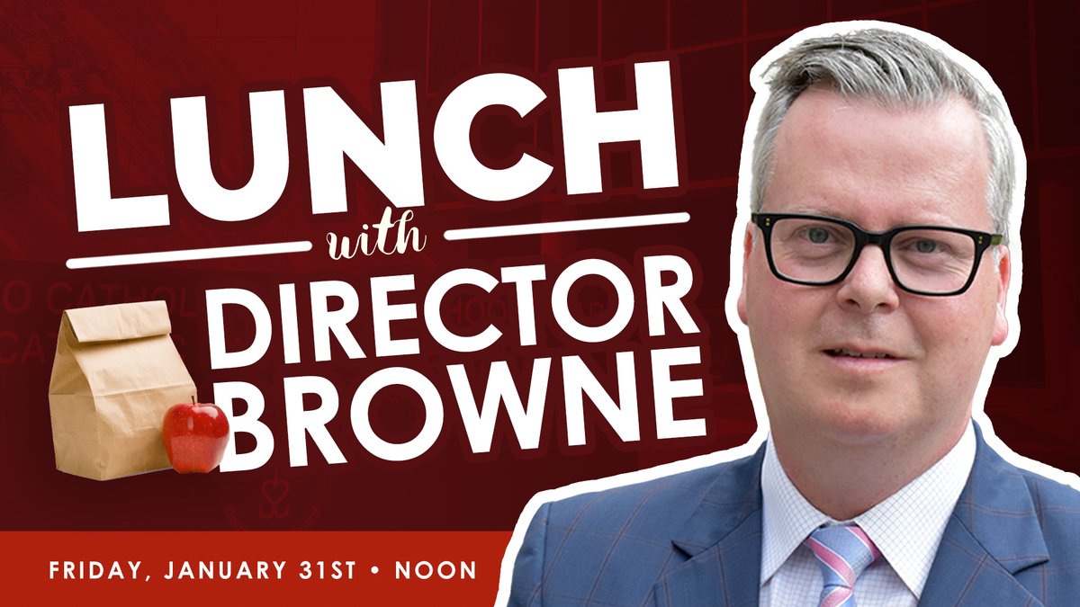 Toronto Catholic District School Board (@tcdsb) on Twitter photo Join us on Friday, January 31 at 12 p.m. for the first Lunch with #TCDSB Director, Dr. Browne of the calendar year 2025 where <a href="/TCDSBdirector/">Brendan Browne</a> answers your questions.
Use the contact form to send questions ➡️ bit.ly/3PybY3N
Watch on YouTube ➡️ bit.ly/3xzzUh8 Join us on Friday, January 31 at 12 p.m. for the first Lunch with #TCDSB Director, Dr. Browne of the calendar year 2025 where <a href="/TCDSBdirector/">Brendan Browne</a> answers your questions.
Use the contact form to send questions ➡️ bit.ly/3PybY3N
Watch on YouTube ➡️ bit.ly/3xzzUh8