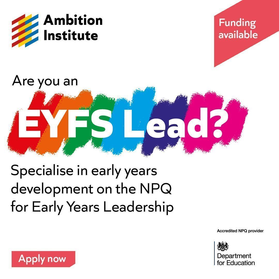 Leicestershire & Rutland Teaching School Hub (@lrtshub) on Twitter photo "My journey with #NPQEYL <a href="/ambition_inst/">Ambition Institute</a> has enriched my knowledge and inspired me to venture into innovative ideas." This could be you in 18 months with our <a href="/ambition_inst/">Ambition Institute</a> programme.
Apply now buff.ly/3PRQ0sa
#NurseryLeaders #TeamEarlyYears #EYFS "My journey with #NPQEYL <a href="/ambition_inst/">Ambition Institute</a> has enriched my knowledge and inspired me to venture into innovative ideas." This could be you in 18 months with our <a href="/ambition_inst/">Ambition Institute</a> programme.
Apply now buff.ly/3PRQ0sa
#NurseryLeaders #TeamEarlyYears #EYFS