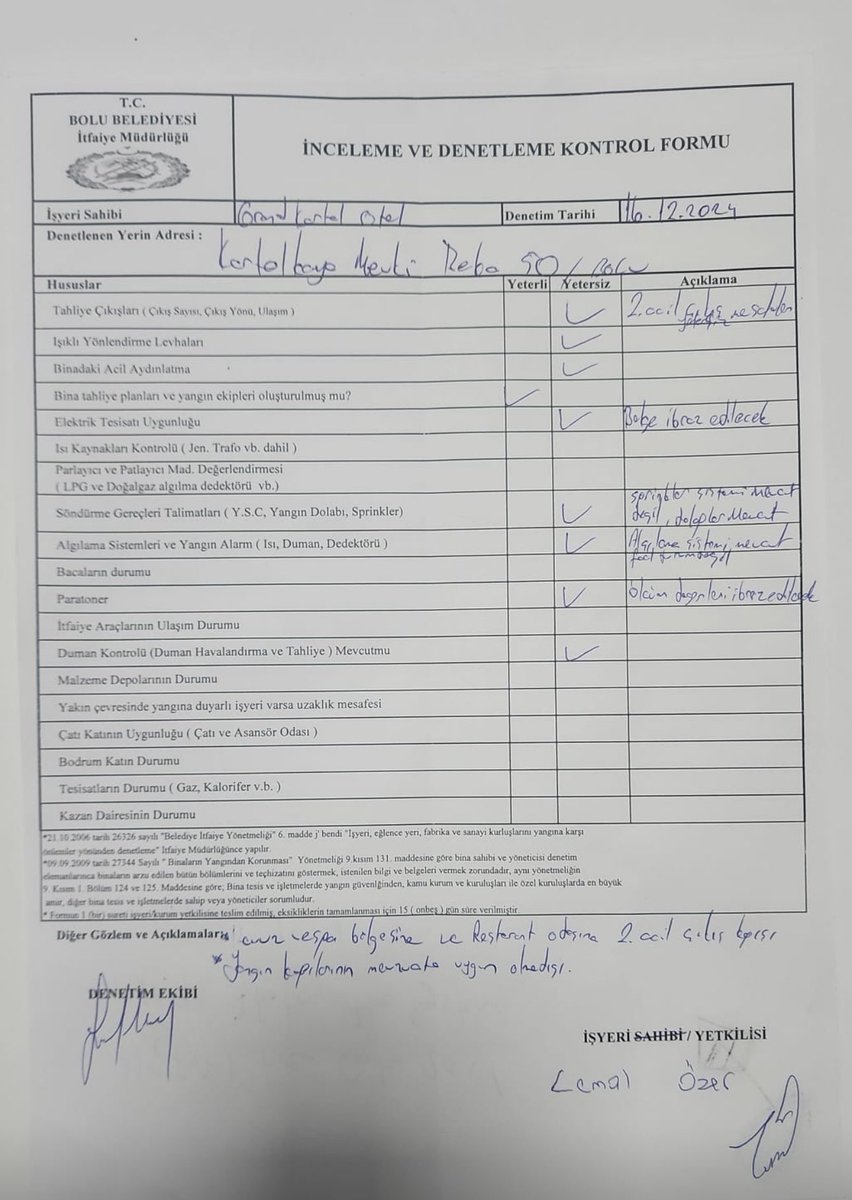 Otele “Yetersiz!” raporu veren itfaiyeci tutuklandı. 

Fıkra bu kadar.

#Kartalkaya 
#Bolu