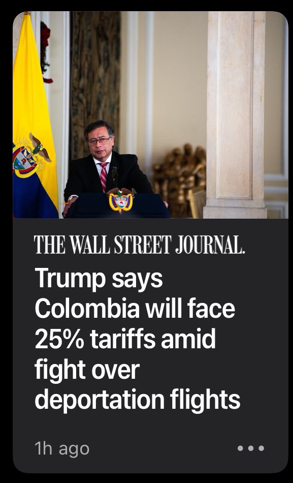 ddbilbao's tweet image. El cierre de trámites de visa a Colombianos a USA es grave.
Si se llega a extender a todos los ciudadanos, sería más jodido todavía.
El 25% de aranceles - TERRIBLE,
y la amenaza de 50% muestras una pelea completamente desbalanceada (obviamente)
Una razón más para…