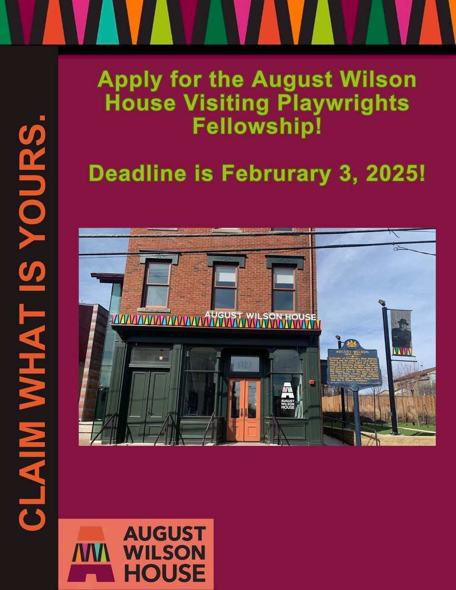 🎭 Calling all Playwrights! 🎭

Applications for the 2025 Playwriting Fellowship are open! Get funding, mentorship, and opportunities to develop your craft.

Deadline: February 3, 2025
Apply now: buff.ly/3Eo2HYU

#PlaywritingFellowships #WritersOfTheStage