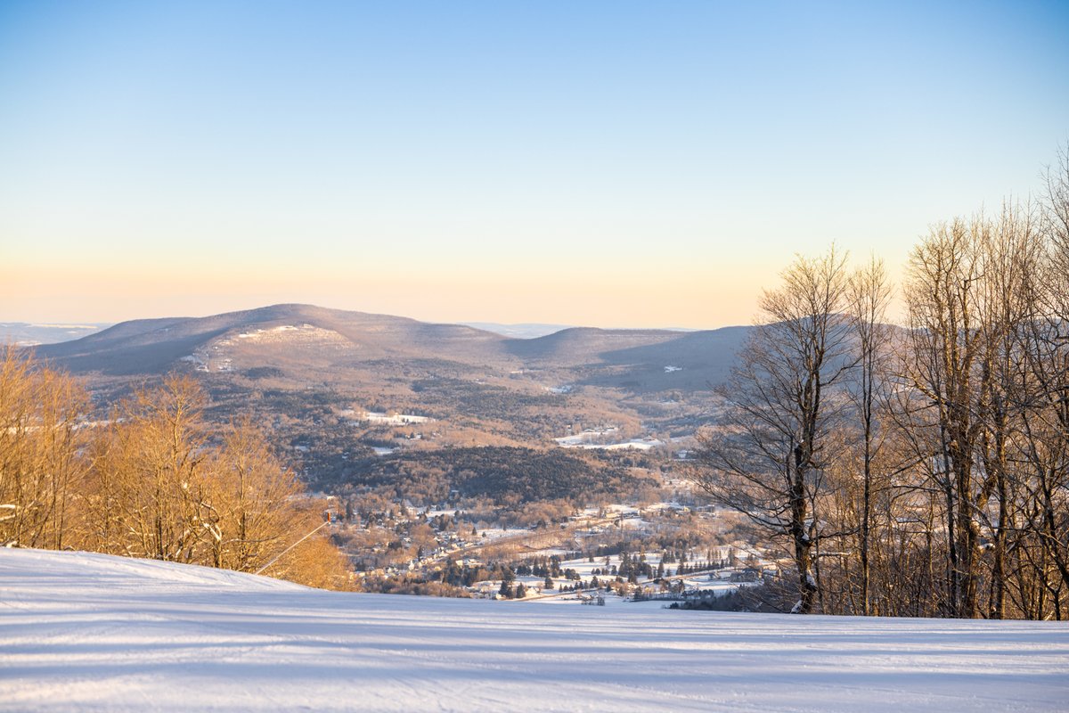 Serving up snow with a side of mountain glow.