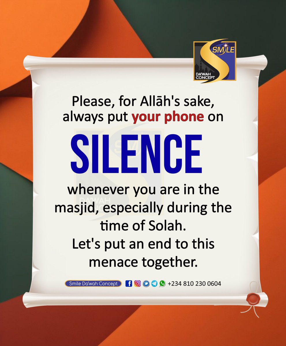 SmileDawah's tweet photo. Has your prayer experience ever been disrupted by a ringing phone? Share your story and let's raise awareness about the importance of phone etiquette in the masjid.

#solah #prayer #masjid #phone #manners https://t.co/0J4wji59ZT