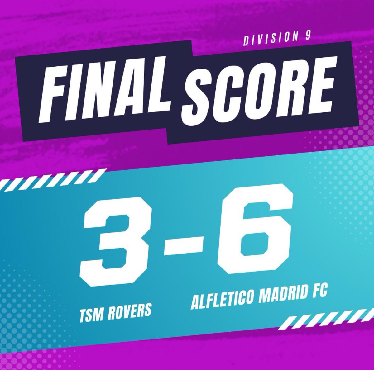 TSM Rovers FC (@tsmrovers1) on Twitter photo ⚽️TSM 3-6 Alfletico 1sts⚽️
A brave effort from the lads today as we exit the Chairmans Cup. 3-0 down at HT to only trailing 4-3 with 10 mins to go. Well done to <a href="/AlfleticoMadrid/">Alfletico Madrid FC (NEW)</a> who ultimately had the experience to put the game to bed.
<a href="/SouthernSunday/">Southern Sunday Football League</a> ⚽️TSM 3-6 Alfletico 1sts⚽️
A brave effort from the lads today as we exit the Chairmans Cup. 3-0 down at HT to only trailing 4-3 with 10 mins to go. Well done to <a href="/AlfleticoMadrid/">Alfletico Madrid FC (NEW)</a> who ultimately had the experience to put the game to bed.
<a href="/SouthernSunday/">Southern Sunday Football League</a>