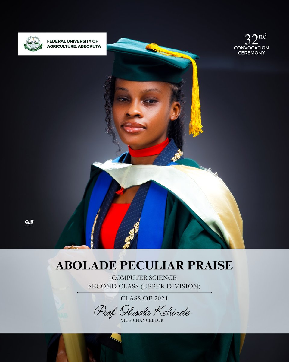 peculiarabolade's tweet photo. Long story short,I GRADUATED!!

Peculiar Abolade (GMCPN)
Bsc Computer Science ✅💯

#funaab32ndconvocation #classof2024 #computerscience https://t.co/KwuO81pc6t