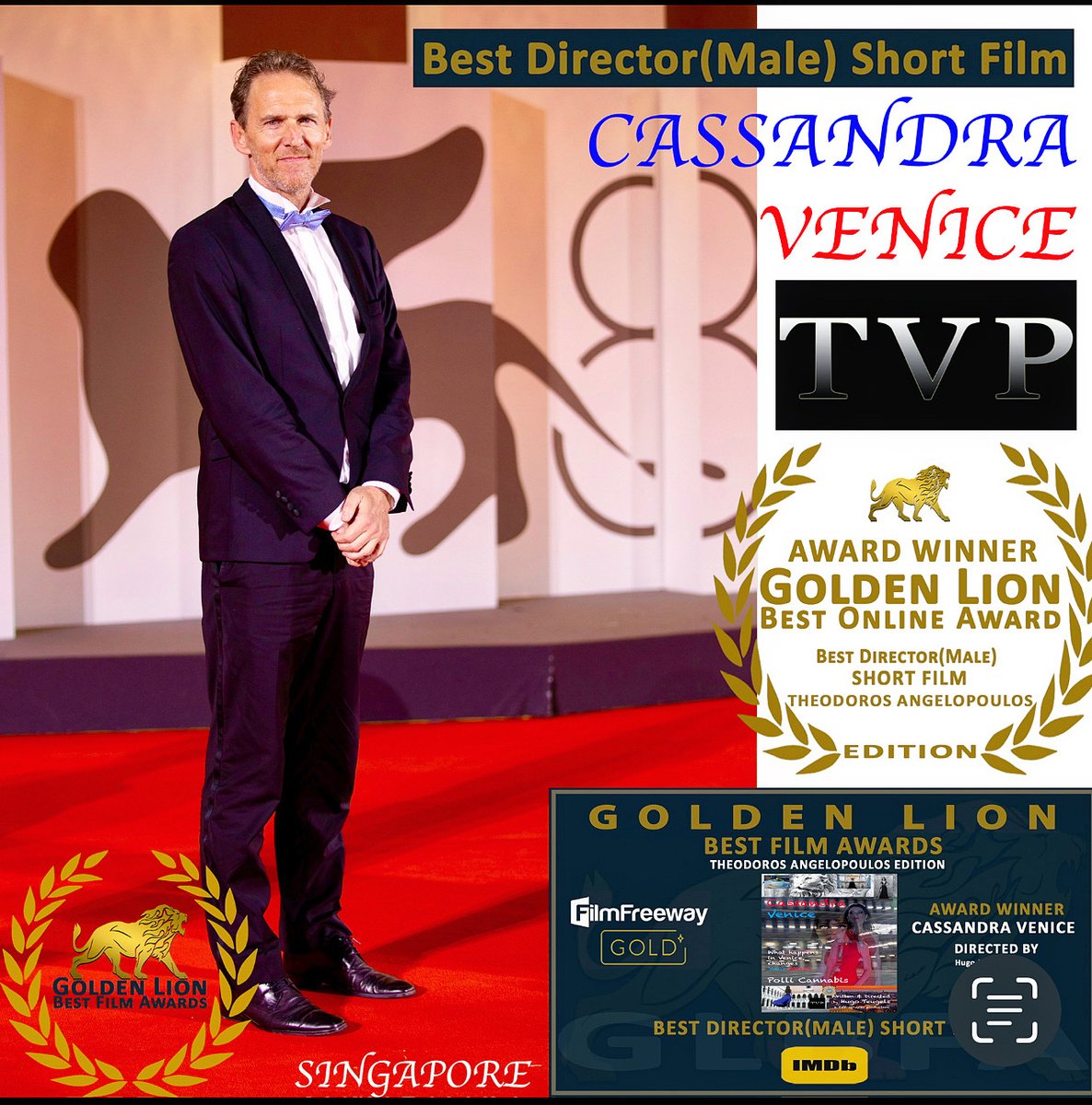 Hugo_Teugels's tweet photo. Cassandra Venice scores with his DIRECTOR 🏆🎬🤩❤️💙🙏
🏆Award Nr 52, Singapore.
Picture: Venice 2024 https://t.co/TJhwilKTJ8