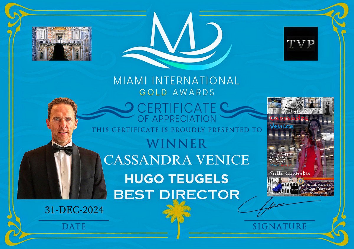 Hugo_Teugels's tweet photo. Hello MIAMI 😅🤩🎬🎥⭐️🙏🌞☀️🕶️
Winning BEST DIRECTOR Award.
🏆 Award Nr 66 for CASSANDRA VENICE 🙏 https://t.co/8qg2BIlIfK