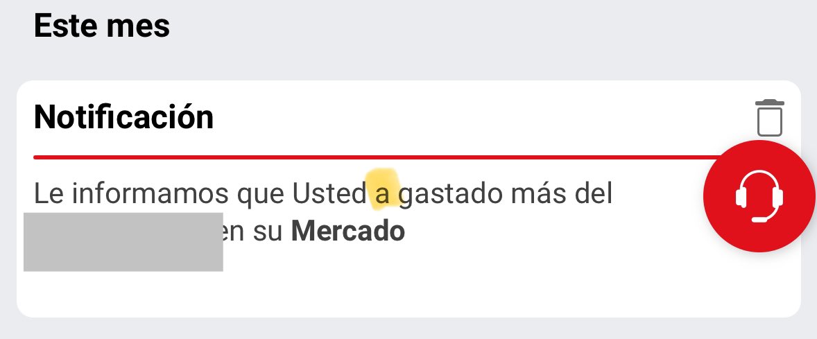 Karolavilla's tweet photo. @Davivienda un pequeño error de ortografía en las notificaciones del app móvil. A todos nos puede pasar.🤷‍♀️ https://t.co/trodG0eoP6