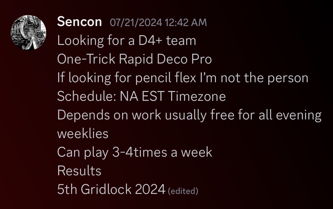 Hey so I am still looking for a team to play with and grow with 

♻️ + ❤️ appreciated