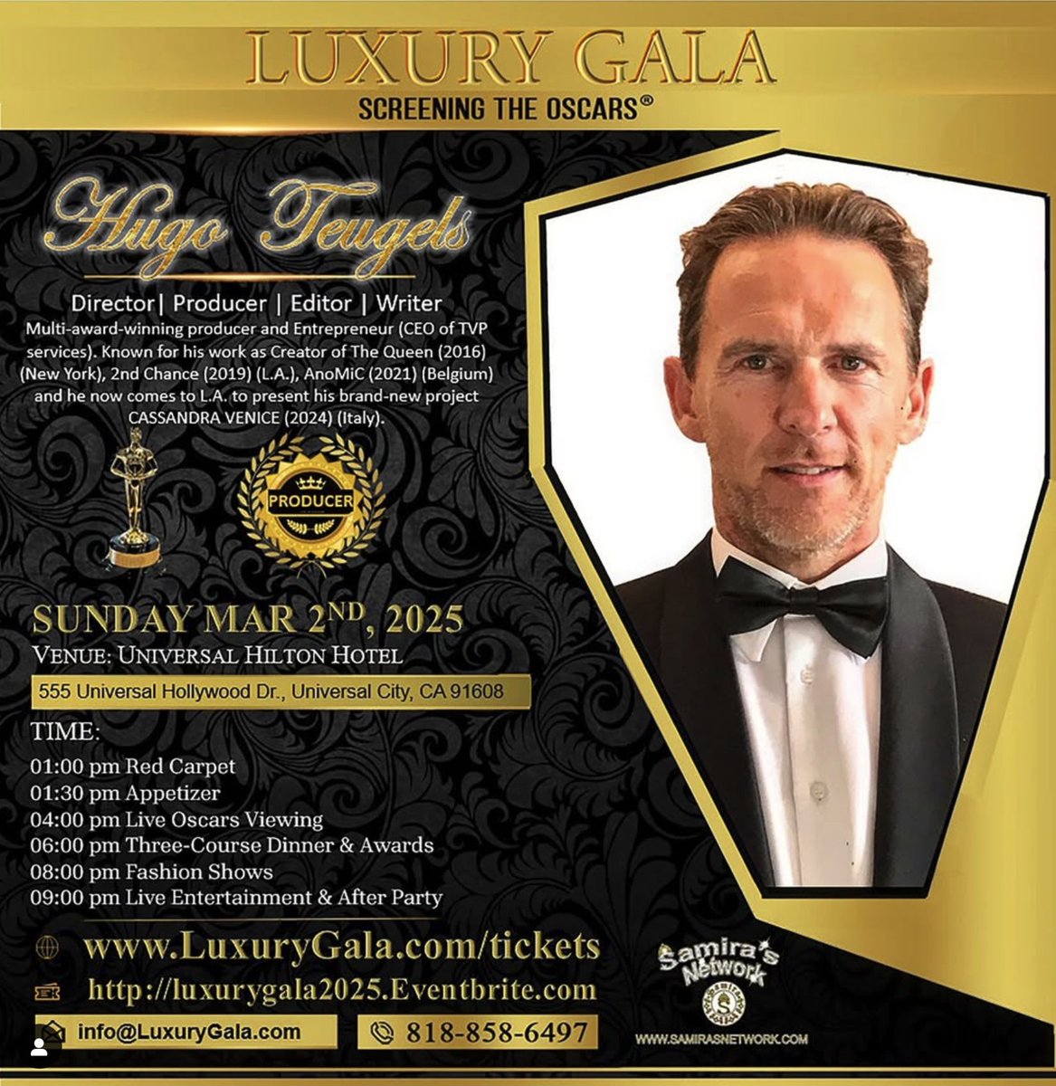 Hugo_Teugels's tweet photo. Breaking News: Hugo Teugels to Shine at Luxury Gala 2025.⭐️
This prestigious Gala 2025 is set to welcome one of the most visionary minds in the entertainment industry: Now, Hugo is taking the stage in Los Angeles to unveil his highly anticipated project, "CASSANDRA VENICE" 📽️🎞️🙏 https://t.co/008GsWkic0