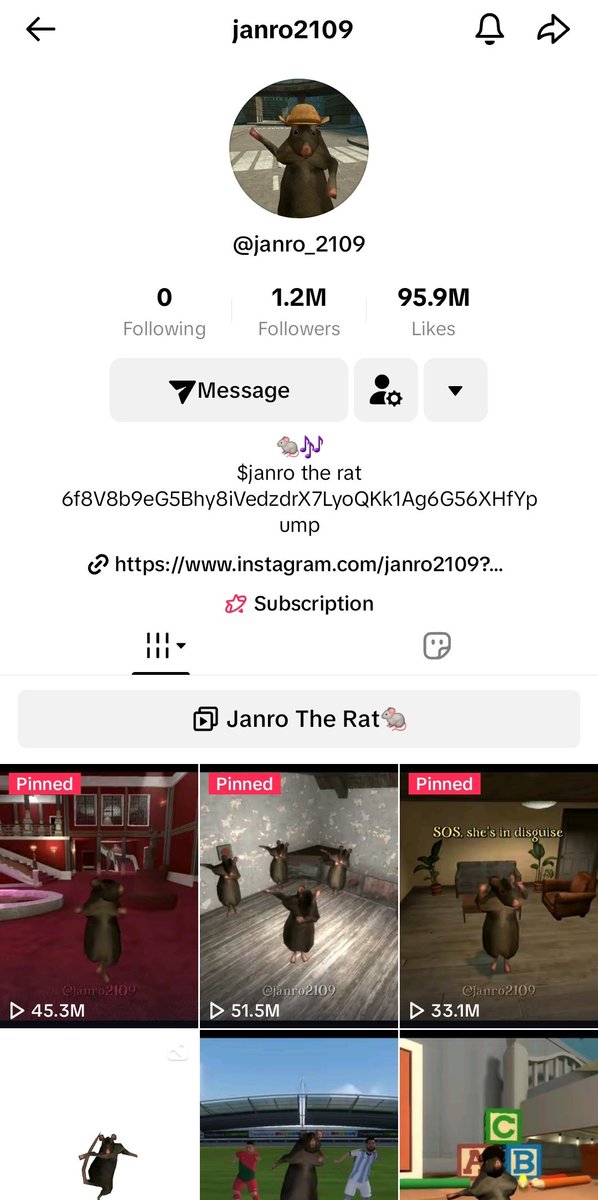 eabasguliyev's tweet photo. $janro most viral rat on ig and tiktok. https://t.co/0opKOBQCHq