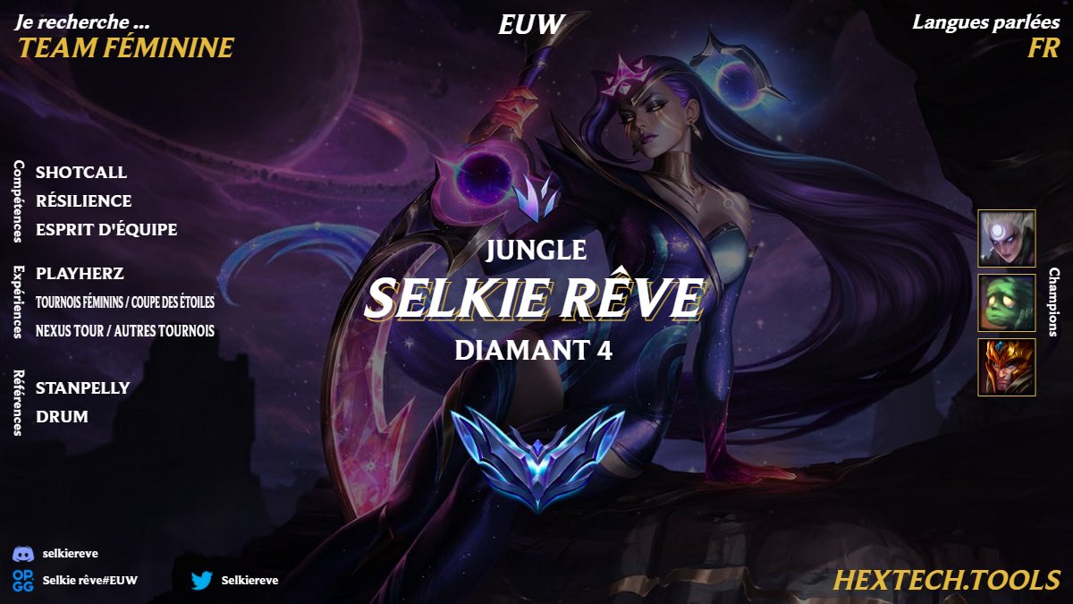 Hello, je suis LFT d'une équipe féminine en tant que jungleuse ! 
N'hésitez pas à me DM si intéressés et à partager !
<a href="/LoL_LFT_Fr/">LoL LFT Fr</a> <a href="/LFDI_LOL/">La Faille des Invocatrices</a>