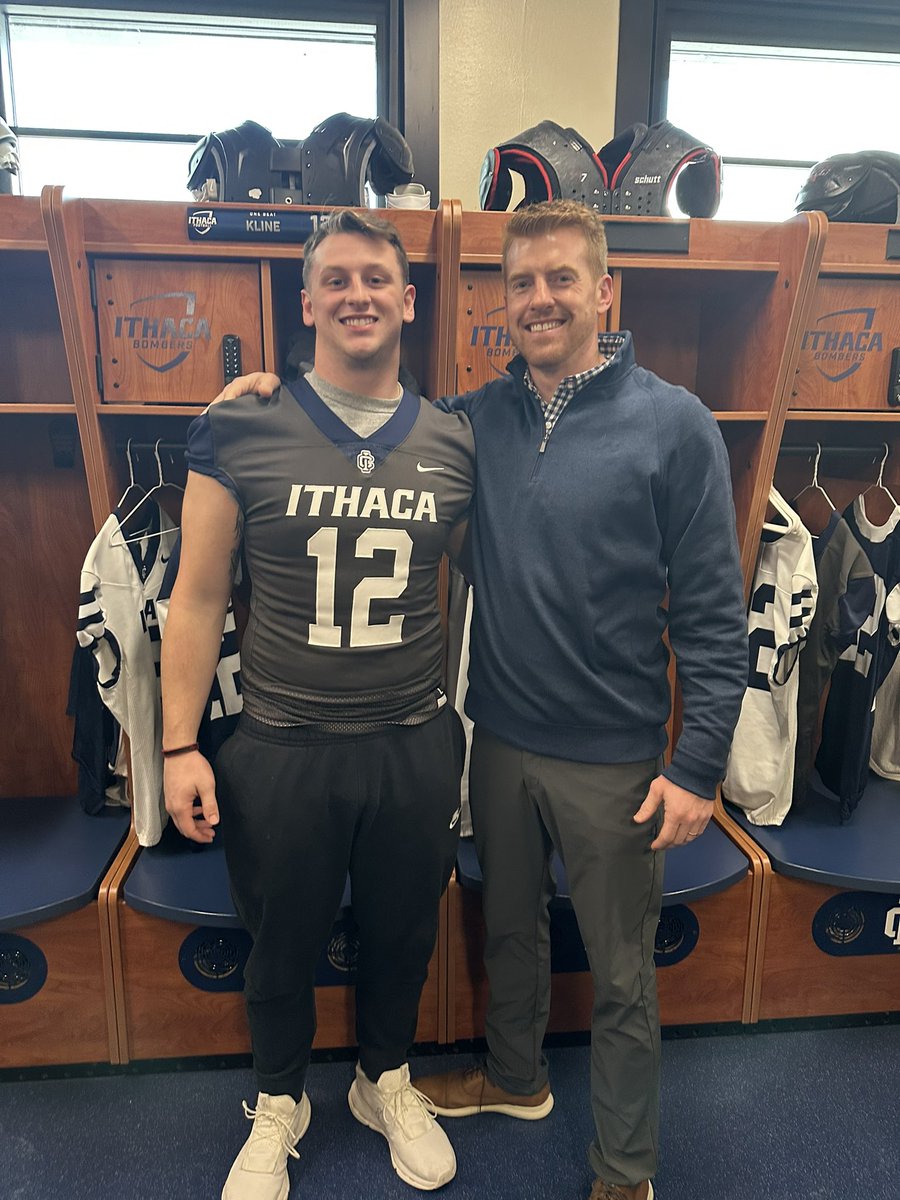 BradyKline12's tweet photo. Had an amazing visit this weekend at Ithaca!! Thank you @CoachTerp_ @Coach_Mi11er @CoachAC_21 and @CoachGrigs619 the outstanding experience and hospitality!! @WilsonBulldogs @CoachJoeMays @EPAFootball https://t.co/uu3tROBpdz