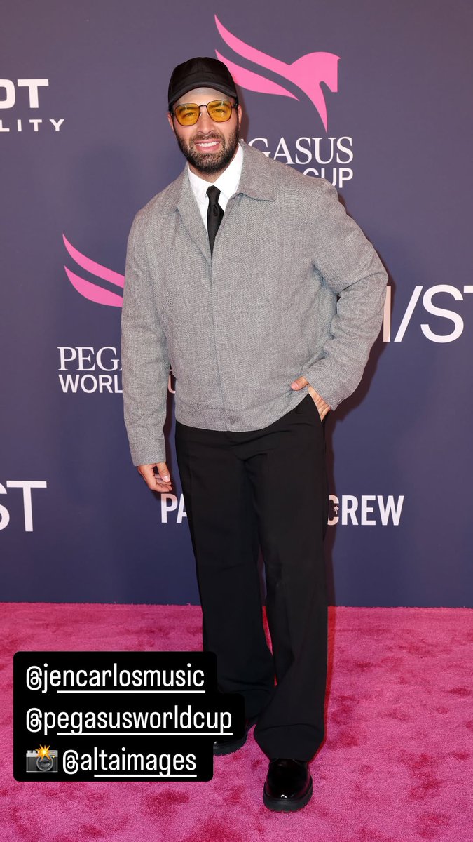 Cortesía <a href="/ALTAimages/">Alexander Tamargo</a> IG Stories 
<a href="/jencarlosmusic/">Jencarlos</a> <a href="/PegasusWorldCup/">Pegasus World Cup</a> 
📸 <a href="/altaimages/">Alexander Tamargo</a> #JencarlosCanela