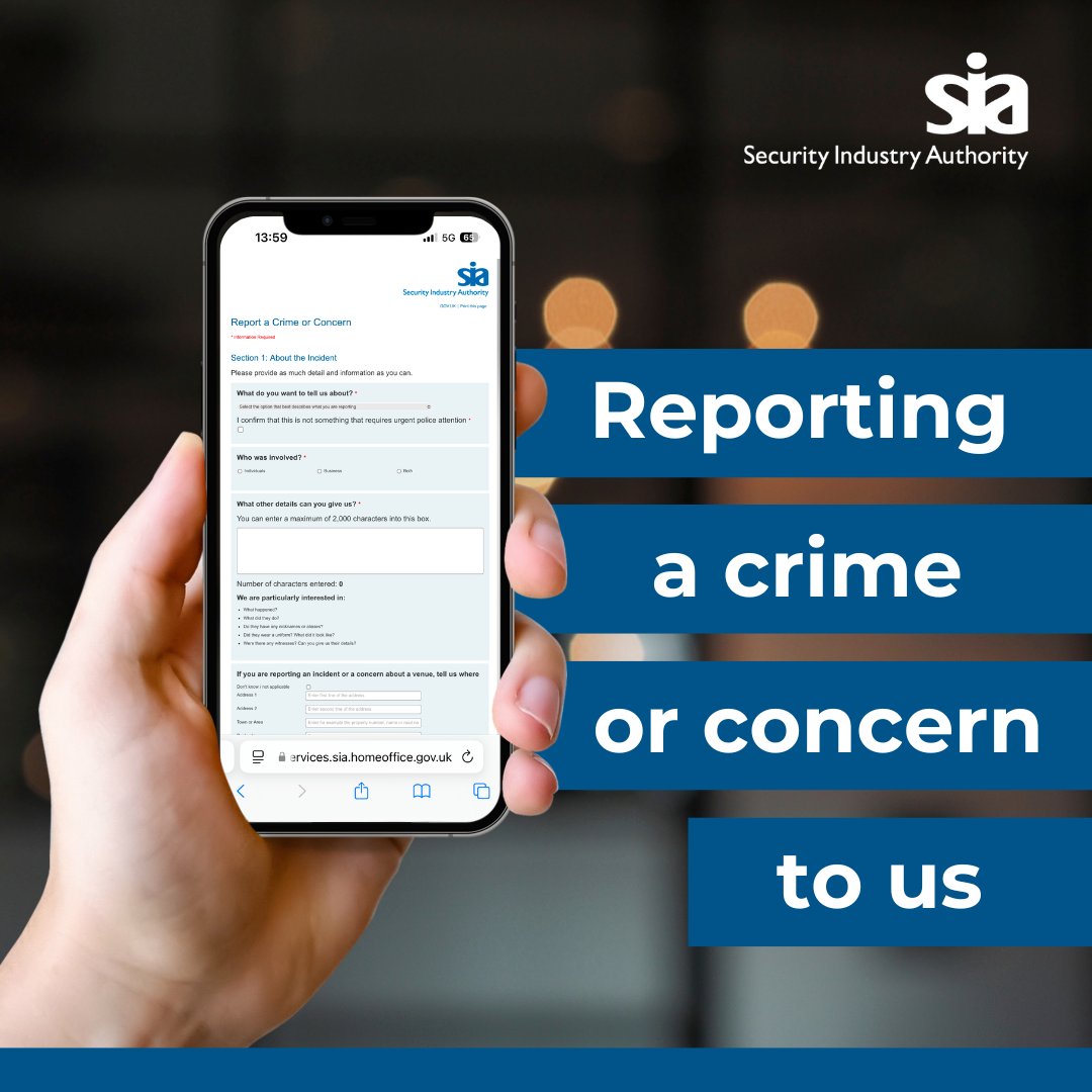 SIAuk's tweet image. ❗ If you see or hear about someone in the private security industry committing a crime or you are concerned, we want to know.
Please use our ‘Report a Crime or Concern’ web page on the link below or call Crimestoppers anonymously on 0800 555 111.
orlo.uk/DTvyI