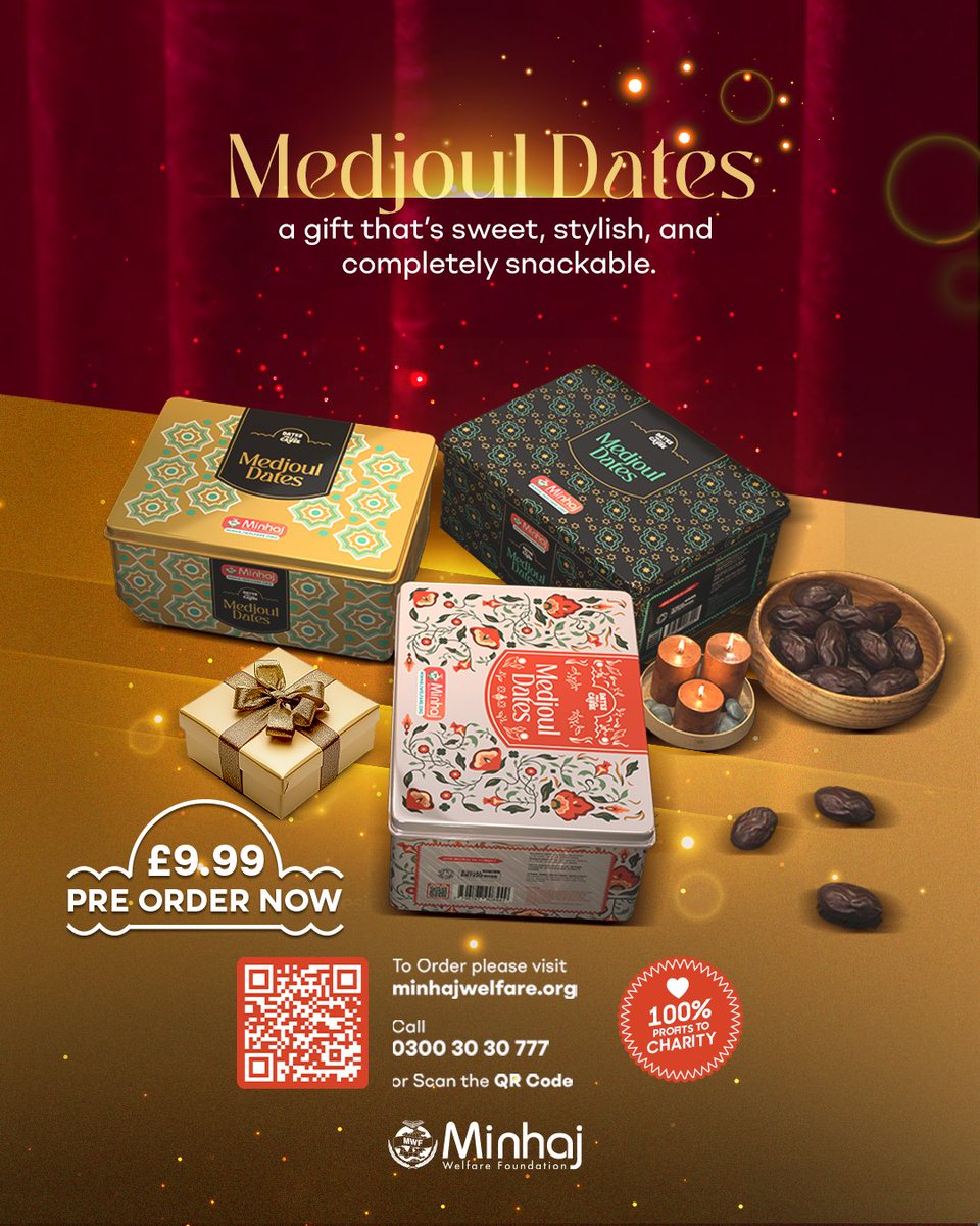 minhajwelfare's tweet photo. 🎁 Premium Medjoul Dates in luxury boxes.

❤️ The sweetest way to show you care.

🫶 100% of proceeds go to charity.

🔗 https://t.co/t6QDkeikGu

#MWF #Medjoul #Dates #KingOfDates #DatesForACause #NewLaunch https://t.co/V7pwNhXxYG