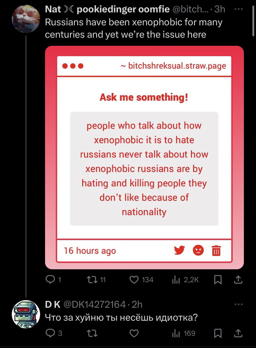 ToxicLeezard's tweet photo. @DK14272164 @A__Bakulina Unsurprisingly, this fag is Russian https://t.co/vvf6r4zFSk