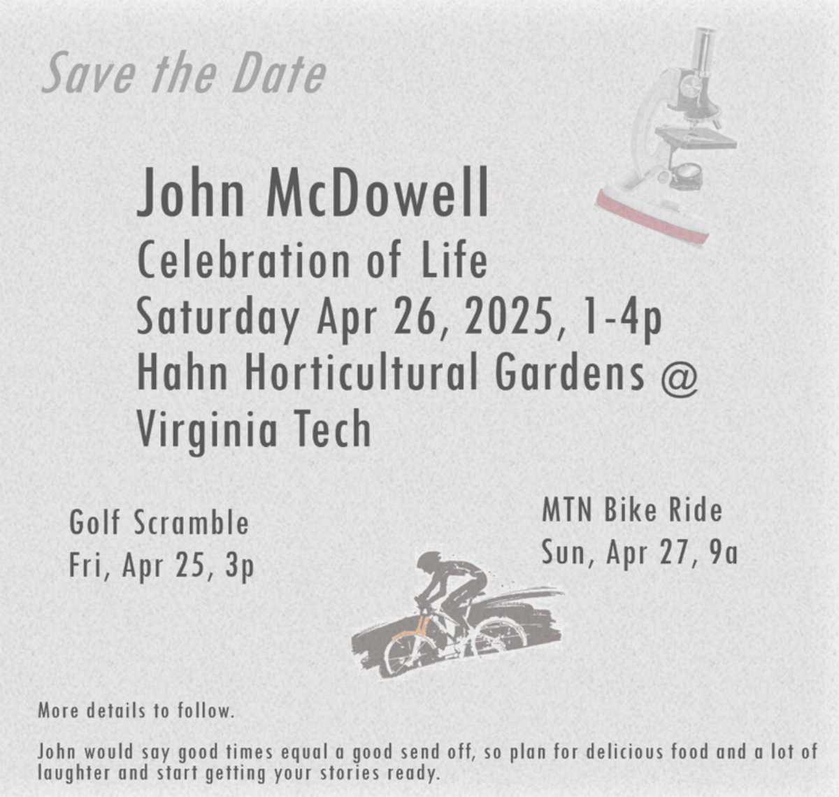 Shahid Mukhtar (@smukhtarlab) on Twitter photo Join if you can to celebrate John’s incredible life and legacy. Save the date and come together to honor his memory and the joy he brought to so many of us! Details below. Join if you can to celebrate John’s incredible life and legacy. Save the date and come together to honor his memory and the joy he brought to so many of us! Details below.