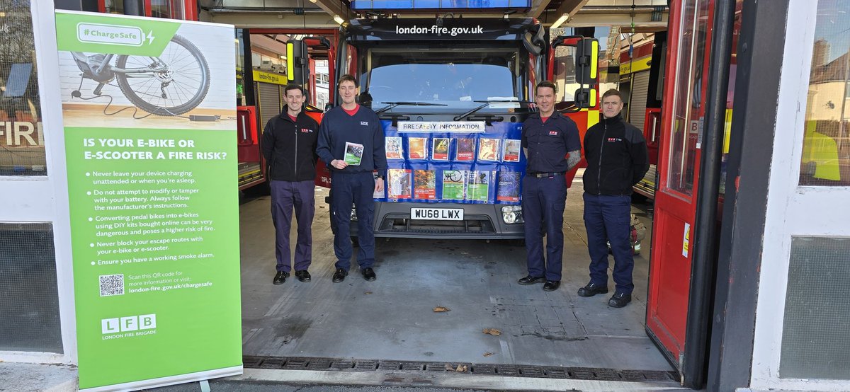 Visit Croydon Fire Station for Fire Safety Advice and a general chat. This month, we have been promoting our ChargeSafe campaign to raise awareness of e-bike and e-scooter lithium battery safety issues.