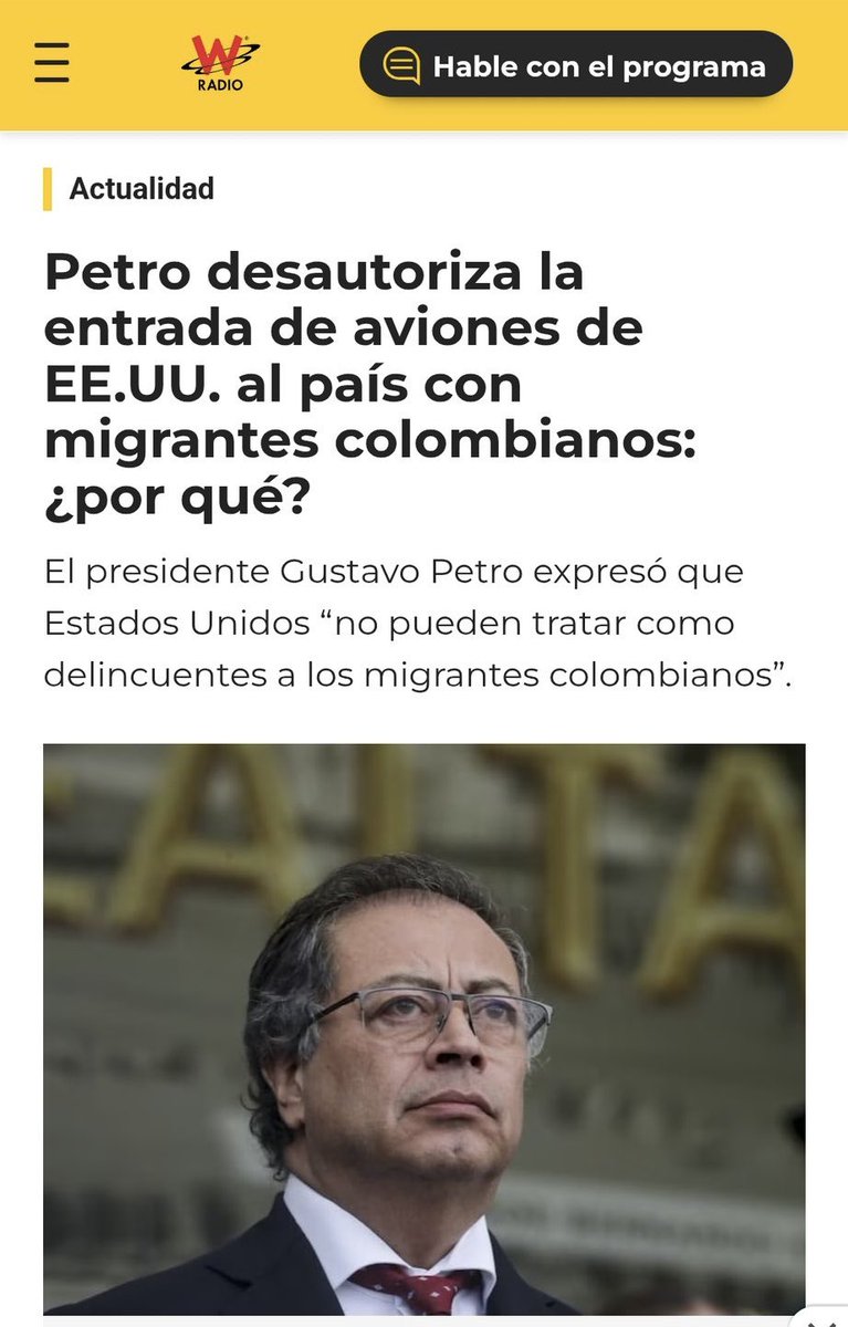 derlilopeza's tweet photo. Yo creo que @petrogustavo hizo bien al desautorizar la entada de vuelos con migrantes desde EE. UU. A mí me parece que no somos el basurero de nadie. Si deportan, que sea con dignidad y diálogo, no como si fuéramos una colonia. Colombia merece respeto, no imposiciones. https://t.co/Cge882hq2R