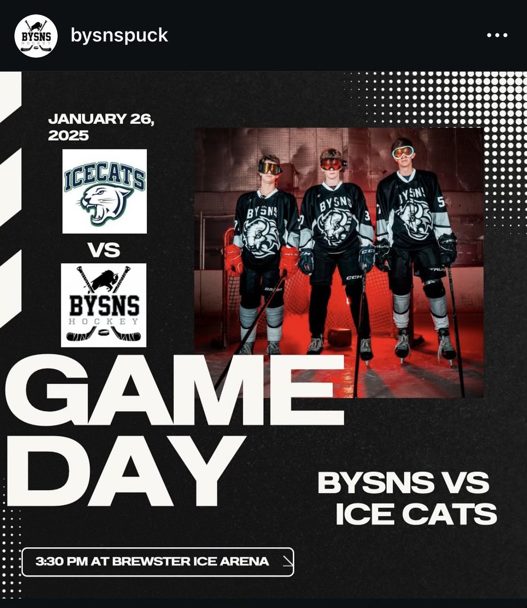 BYSNS (@bysnshockey) on Twitter photo Come to Brewster Ice Arena and cheer for BYSNS today at 3:30 as they host the Mount Pleasant Ice Cats.
<a href="/NS_Tigers/">North Salem Tigers</a> <a href="/TuskerAthletics/">Somers Athletics</a> <a href="/YCSD_Athletics/">Robert Barrett</a> <a href="/LoHudHockey/">lohud hockey</a> <a href="/BCSD_Athletics/">Brewster Athletics</a> <a href="/icecatspuck/">Mt Pleasant Ice Cats</a>
<a href="/brewtownSNSpuck/">BYSNS Hockey</a> <a href="/YHSDeGennaro/">Mr. Joseph DeGennaro</a> Come to Brewster Ice Arena and cheer for BYSNS today at 3:30 as they host the Mount Pleasant Ice Cats.
<a href="/NS_Tigers/">North Salem Tigers</a> <a href="/TuskerAthletics/">Somers Athletics</a> <a href="/YCSD_Athletics/">Robert Barrett</a> <a href="/LoHudHockey/">lohud hockey</a> <a href="/BCSD_Athletics/">Brewster Athletics</a> <a href="/icecatspuck/">Mt Pleasant Ice Cats</a>
<a href="/brewtownSNSpuck/">BYSNS Hockey</a> <a href="/YHSDeGennaro/">Mr. Joseph DeGennaro</a>