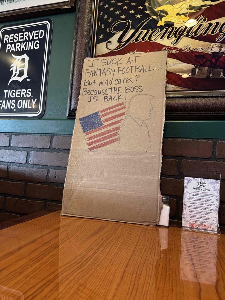 Fantasy Football punishment day for our buddy Nik. He had to make a sign, and sit at Big Al’s from open to close today. 

Stop in and tell him we said hello 🤣🏈