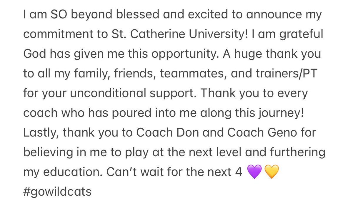 Madalena Nguyen (@nguyen_madalena) on Twitter photo 1000% committed!! Dream opportunity đź’śđź’›
#committed #gowildcats <a href="/CowgirlsBball/">Coppell Cowgirls Basketball</a> <a href="/StKatesWBB/">St. Catherine University WBB</a> <a href="/HigherGoalsHoop/">Higher Goals (Official Member of Select 40)</a> 1000% committed!! Dream opportunity đź’śđź’›
#committed #gowildcats <a href="/CowgirlsBball/">Coppell Cowgirls Basketball</a> <a href="/StKatesWBB/">St. Catherine University WBB</a> <a href="/HigherGoalsHoop/">Higher Goals (Official Member of Select 40)</a>