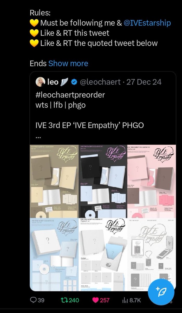 Ihave_IVE_'s tweet photo. @leochaert @IVEstarship Thank youu for this giveaway! 🫶🏼🍀🤞🏼 https://t.co/reXsKGh4iu