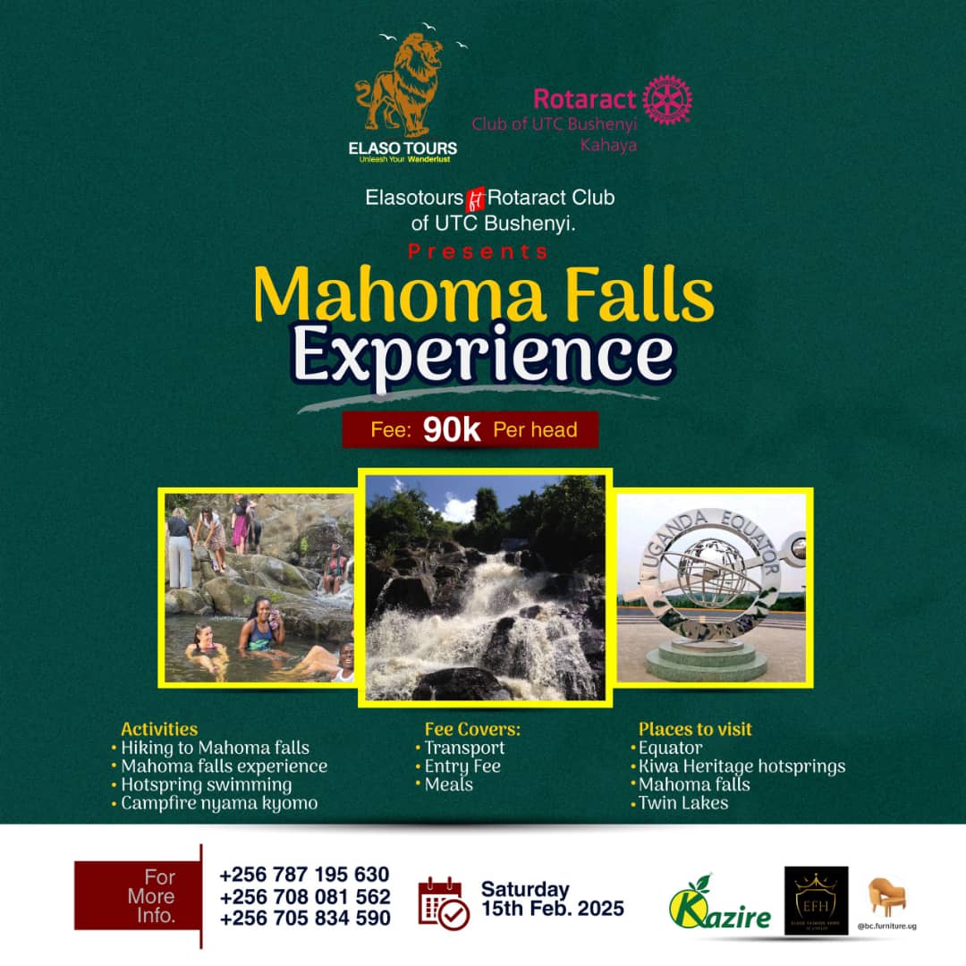 ElasoTours and Travels (@elasotours) on Twitter photo Join us for a fundraising road trip for <a href="/RacUtc/">RAC. UTC BUSHENYI KAHAYA</a> to mahoma falls accompanied with hot springs swimming, hiking, nyama choma.. 🙂secure ur slot earlier. 📌 Join us for a fundraising road trip for <a href="/RacUtc/">RAC. UTC BUSHENYI KAHAYA</a> to mahoma falls accompanied with hot springs swimming, hiking, nyama choma.. 🙂secure ur slot earlier. 📌