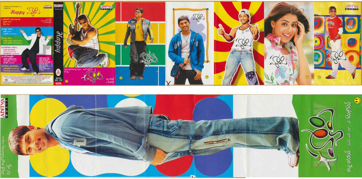 MovzMusicals999's tweet photo. #19YearsForHappy
Good comedy entertainer leaving last 20mins and climax apart. My favorite album till date.
#Happy Audiocd/cassette @adityamusic
@thisisysr musical
@alluarjun @geneliad @BajpayeeManoj @AKarunakaran12 @GeethaArts @SKNonline https://t.co/A7FvJdenRv