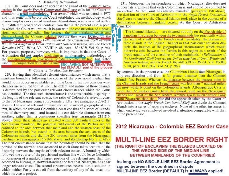 AlexyFlemming's tweet photo. @Doranimated #CIML &amp; #UNCLOS1982:
ADJACENT/OPPOSITE islands to foreign mainlands have ZERO #CS/#EEZ
[Exceptions:
1)SINGLEline EEZ agreement is signed between parties in dispute
2)Historical agreements]!
ENCLAVEMENT(MultiLine-CS/EEZ) is DEFAULT!
PCA2012 applied UNCLOS1982:
StMartin = 0 CS/EEZ! https://t.co/76m4vKetPB