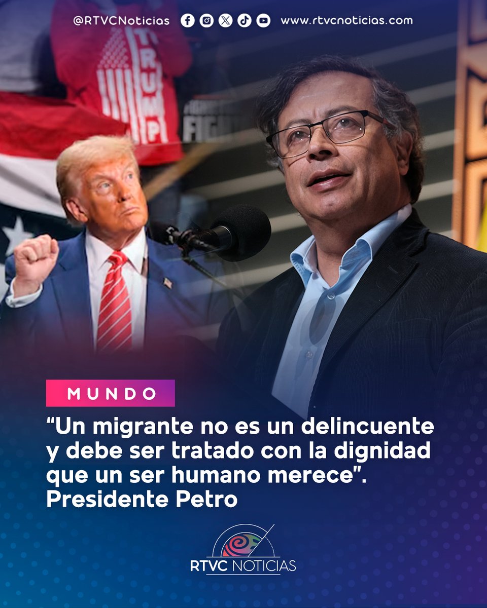 RTVCnoticias's tweet photo. 🇨🇴🇺🇸 El presidente @petrogustavo llama a regularizar migrantes estadounidenses en Colombia y afirmó que "los migrantes son seres humanos y sujetos de derechos, y como tal deben ser tratados".

Los detalles en la noticia: https://t.co/pYyAOnL0aj https://t.co/TGHxAkxLQk