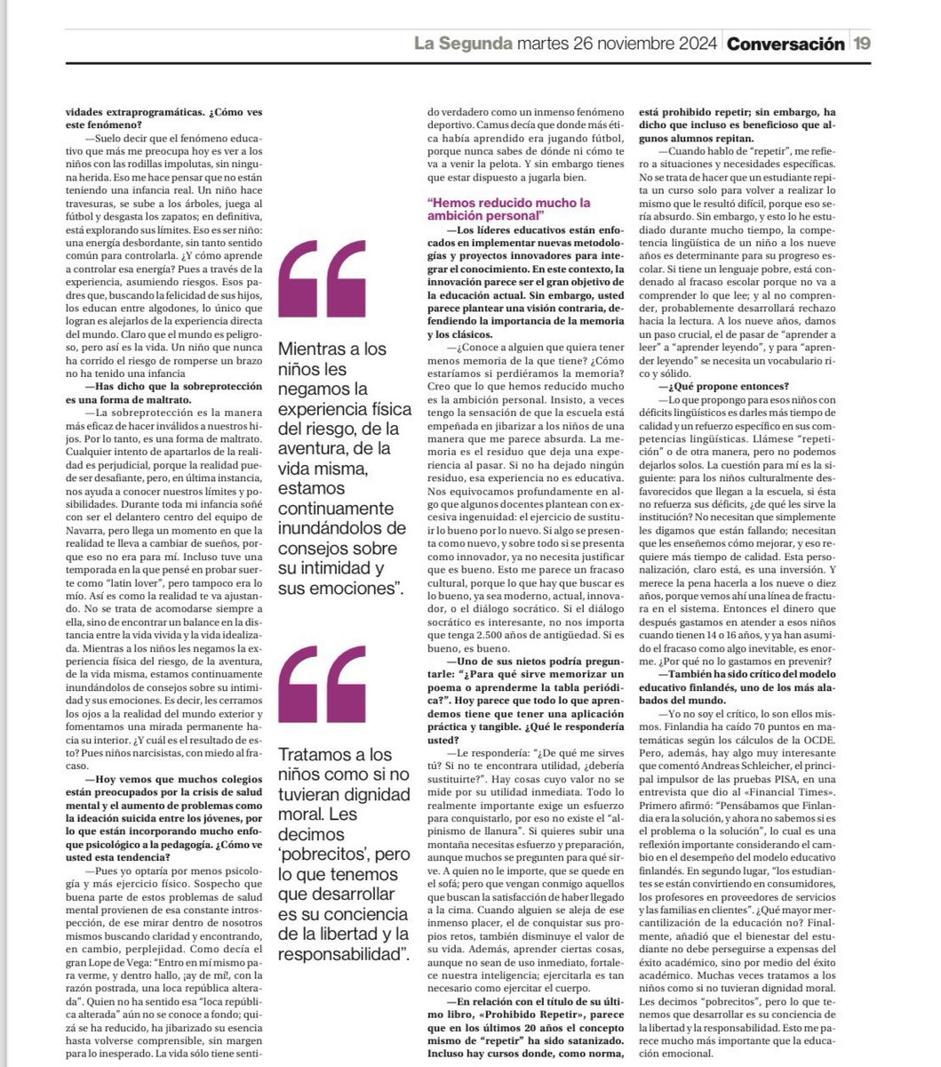 “ Educar no es crear comodidad eterna, es enseñar a gestionar el fracaso, el riesgo y los retos de la vida real” <a href="/GregorioLuri/">Gregorio Luri</a>