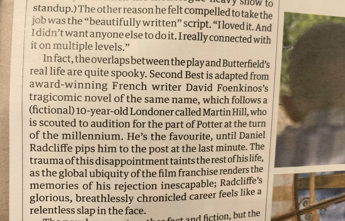 sophieglorita's tweet photo. A touch surreal to see Asa Butterfield talking about starring in the play adaptation of David Foenkinos’ #SecondBest in the Guardian Magazine! https://t.co/mrlMNRR2JK
