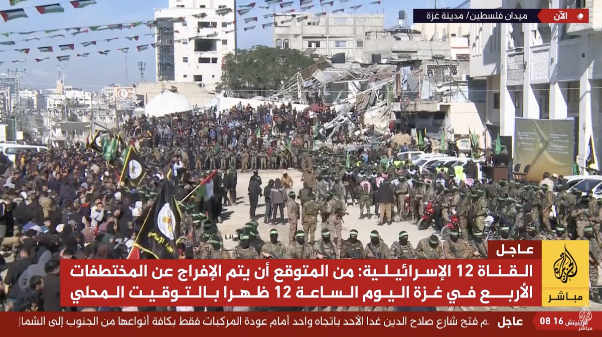 afalkhatib's tweet photo. In a desperate attempt to create the illusion of “victory,” Hamas’s criminals thought it’d be a glorious idea to parade four young Israeli female hostages on stage before releasing them. The young women were forced to make statements about how well they were treated, how good the terrorists were to them, and how incredibly grateful they were for the protection of Hamas. The group thought it could cover up the shame associated with holding women hostages for 15 months, in total violation of cultural, religious, and humanistic norms. By dressing them up in uniforms resembling the IDF’s colors, Hamas thought it would erase the cowardice of how these women were captured in their pajamas and were paraded around by savage thugs who bragged about them being “sabaya” or sex slaves.
Hamas thought it could somehow make Gazans forget the disaster it had brought upon them by carrying out a military parade to release young women who have had to endure vulnerability, damp tunnels, and an uncertain future. Hamas hoped that by constructing a stage, using aid fuel for a terror parade instead of fueling hospital generators, ambulances, and fire and rescue trucks, it could excite the hordes of “pro-Palestine” Twitter/demonstration Mujahideen in Jordan, Pakistan, the United Kingdom, the US, Turkey, France, and all over the world, who have normalized violent Islamist extremism as a legitimate form of “resistance.”
Instead, what Hamas did was display four young women who were not afraid and did not cower before hundreds of armed terrorists who had hoped these women would appear weak, pathetic, and feeble. Instead, Hamas gave these women a chance to make up for the horror they experienced during their initial captivity, in which they were bloodied, confused, dazed, and terrified. In a bizarre twist of fate, Hamas inadvertently allowed these women to courageously close this horrendous chapter of their lives, standing tall, confident, and unfazed by the hostile atmosphere that Hamas had hoped would instill fear and terror in these young women to show the power of the “resistance.”
Additionally, and crucially, a large number of Gazans, unlike the Hamasniks abroad, are not buying the propaganda. They’re not looking at the aforementioned spectacle and thinking it was worth it or that Hamas achieved anything other than perpetual death and destruction. Yes, some are radicalized and full of hatred, not to mention those who are furious over what Israel has done to their lives for 15 months. But they still hold Hamas equally responsible for the reckless endangerment of their lives and futures, only to be “rewarded” with empty parades and hollow displays of victory.
Shame on anyone who witnessed the exchange yesterday and thought wow, this was worth annihilating Gaza over.